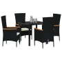 Juego de Comedor de Jardín de 5 Piezas con Cojines de Ratán Poliratán Negro von , Gartenstühle - Ref: Foro24-3379425, Preis: ...