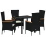 Set de Comedor de Jardín de 5 Piezas con Cojines Gris Poliratán | Foro24.es | Tu tienda online para hogar, jardín y más Foro24.es