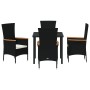 Set de Comedor de Jardín de 5 Piezas con Cojines Gris Poliratán | Foro24.es | Tu tienda online para hogar, jardín y más Foro24.es