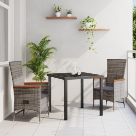 Conjunto de comedor de jardín de 3 piezas con cojines de ratan sintético gris de , Sillas de jardín - Ref: Foro24-3379436, Pr...