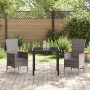 Juego de comedor de jardín de 7 piezas con cojines gris ratán poliéster by , Garden chairs - Ref: Foro24-3379441, Price: 1,00...