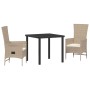 Set de Comedor de Jardín de 3 Piezas con Cojines Beige Ratán PE von , Gartenstühle - Ref: Foro24-3379464, Preis: 315,33 €, Ra...