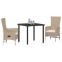 Set de Comedor de Jardín de 3 Piezas con Cojines Beige Ratán PE von , Gartenstühle - Ref: Foro24-3379464, Preis: 315,33 €, Ra...