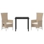 Set de Comedor de Jardín de 3 Piezas con Cojines Beige Ratán PE von , Gartenstühle - Ref: Foro24-3379464, Preis: 315,33 €, Ra...