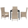 Conjunto de Comedor de Jardín de 5 Piezas con Cojines Beige Poliratán by , Garden chairs - Ref: Foro24-3379465, Price: 538,49...