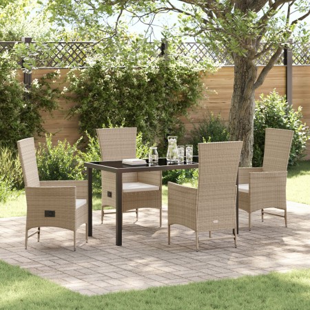 Set de comedor de jardín de 5 piezas con cojines beige de ratán sintético by , Garden chairs - Ref: Foro24-3379466, Price: 55...