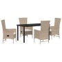 Set de comedor de jardín de 5 piezas con cojines beige de ratán sintético by , Garden chairs - Ref: Foro24-3379466, Price: 55...