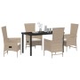 Set de comedor de jardín de 5 piezas con cojines beige de ratán sintético by , Garden chairs - Ref: Foro24-3379466, Price: 55...