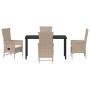 Set de comedor de jardín de 5 piezas con cojines beige de ratán sintético by , Garden chairs - Ref: Foro24-3379466, Price: 55...