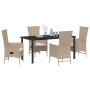 Set de Comedor de Jardín de 5 Piezas con Cojines Beige Poliratán by , Garden chairs - Ref: Foro24-3379467, Price: 566,29 €, D...