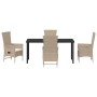 Set de Comedor de Jardín de 5 Piezas con Cojines Beige Poliratán by , Garden chairs - Ref: Foro24-3379467, Price: 566,29 €, D...