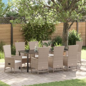 Conjunto de Comedor de Jardín de 9 Piezas con Cojines Beige Poliratán von , Gartenstühle - Ref: Foro24-3379470, Preis: 1,00 €...