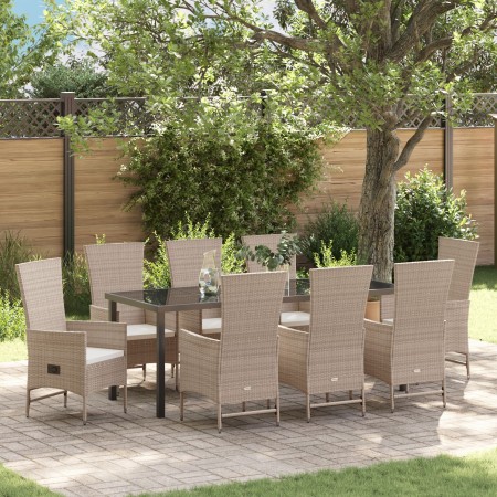 Conjunto de Comedor de Jardín de 9 Piezas con Cojines Beige Poliratán von , Gartenstühle - Ref: Foro24-3379470, Preis: 1,00 €...