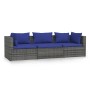 3-seater garden sofa with grey synthetic rattan cushions by vidaXL, Garden sets - Ref: Foro24-317566, Price: 247,46 €, Discou...