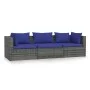 3-sitziges Gartensofa mit grauen synthetischen Rattankissen von vidaXL, Gartensets - Ref: Foro24-317566, Preis: 242,85 €, Rab...