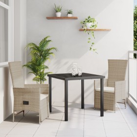 Juego de Comedor de Jardín de 3 Piezas con Cojines Beige de Poliratán de , Sillas de jardín - Ref: Foro24-3379471, Precio: 32...