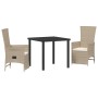 Juego de Comedor de Jardín de 3 Piezas con Cojines Beige de Poliratán by , Garden chairs - Ref: Foro24-3379471, Price: 325,27...