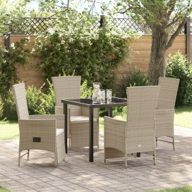 Conjunto de Comedor de Jardín de 5 Piezas con Cojines Beige Ratán PE de , Sillas de jardín - Ref: Foro24-3379472, Precio: 564...