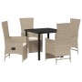 Conjunto de Comedor de Jardín de 5 Piezas con Cojines Beige Ratán PE von , Gartenstühle - Ref: Foro24-3379472, Preis: 564,47 ...