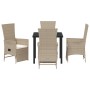 Conjunto de Comedor de Jardín de 5 Piezas con Cojines Beige Ratán PE von , Gartenstühle - Ref: Foro24-3379472, Preis: 564,47 ...