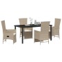 Juego de Comedor de Jardín de 5 Piezas con Cojines Beige de Ratán Poliéster von , Gartenstühle - Ref: Foro24-3379474, Preis: ...