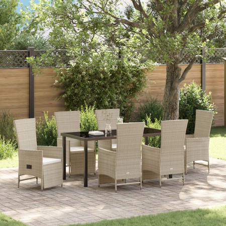 Juego de Comedor de Jardín de 7 Piezas con Cojines Beige Ratán Sintético von , Gartenstühle - Ref: Foro24-3379475, Preis: 897...