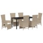 Juego de Comedor de Jardín de 7 Piezas con Cojines Beige Ratán Sintético von , Gartenstühle - Ref: Foro24-3379475, Preis: 897...