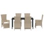 Juego de Comedor de Jardín de 7 Piezas con Cojines Beige Ratán Sintético von , Gartenstühle - Ref: Foro24-3379475, Preis: 897...
