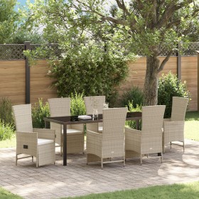 Set de Comedor de Jardín de 7 Piezas con Cojines