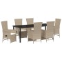 Set de Comedor de Jardín de 7 Piezas con Cojines Beige Ratán Polimérico | Foro24.es | Tu tienda online para hogar, jardín y más Foro24.es