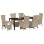 Set de Comedor de Jardín de 7 Piezas con Cojines Beige Ratán Polimérico | Foro24.es | Tu tienda online para hogar, jardín y más Foro24.es