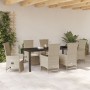 Set de Comedor de Jardín de 7 Piezas con Cojines Beige Ratán Polimérico | Foro24.es | Tu tienda online para hogar, jardín y más Foro24.es