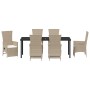 Set de Comedor de Jardín de 7 Piezas con Cojines Beige Ratán Polimérico | Foro24.es | Tu tienda online para hogar, jardín y más Foro24.es