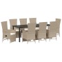 Juego de Comedor de Jardín de 9 Piezas con Cojines Beige de Poliratán by , Garden chairs - Ref: Foro24-3379477, Price: 1,00 €...