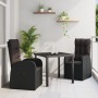 Juego de Comedor de Jardín de 3 Piezas con Cojines Negro Poliratán by , Garden chairs - Ref: Foro24-3379520, Price: 392,65 €,...