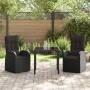 Juego de Comedor de Jardín de 3 Piezas con Cojines Negro Poliratán by , Garden chairs - Ref: Foro24-3379520, Price: 392,65 €,...