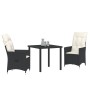 Conjunto de Comedor de Jardín de 3 Piezas con Cojines en Polirratán Negro by , Garden chairs - Ref: Foro24-3379534, Price: 29...