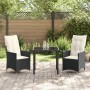 Conjunto de Comedor de Jardín de 3 Piezas con Cojines en Polirratán Negro by , Garden chairs - Ref: Foro24-3379534, Price: 29...
