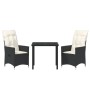 Conjunto de Comedor de Jardín de 3 Piezas con Cojines en Polirratán Negro by , Garden chairs - Ref: Foro24-3379534, Price: 29...