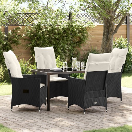 Juego de Comedor de Jardín de 5 Piezas con Cojines negro de poliratán by , Garden chairs - Ref: Foro24-3379536, Price: 523,48...