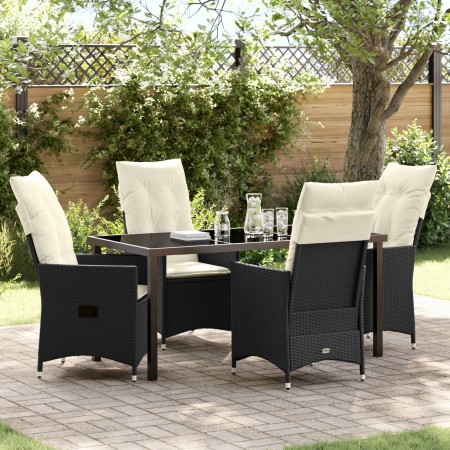 Set de Comedor de Jardín de 5 Piezas con Cojines Poliratán Negro von , Gartenstühle - Ref: Foro24-3379537, Preis: 539,76 €, R...