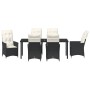 Juego de Comedor de Jardín de 7 Piezas con Cojines Negro Ratan Poliéster by , Garden chairs - Ref: Foro24-3379539, Price: 761...