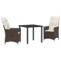 Set de Comedor Jardín de 3 Piezas con Cojines Marrón Poliratán by , Garden chairs - Ref: Foro24-3379541, Price: 315,40 €, Dis...