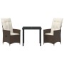 Set de Comedor Jardín de 3 Piezas con Cojines Marrón Poliratán by , Garden chairs - Ref: Foro24-3379541, Price: 315,40 €, Dis...