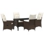 Set de Comedor de Jardín de 5 Piezas con Cojines Marrón Rattan Poliéster von , Gartenstühle - Ref: Foro24-3379543, Preis: 549...