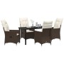 Set de Comedor de Jardín de 5 Piezas con Cojines Marrón Rattan Poliéster von , Gartenstühle - Ref: Foro24-3379543, Preis: 549...