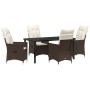 Set de Comedor de Jardín de 5 Piezas con Cojines Marrón Poliratán von , Gartenstühle - Ref: Foro24-3379544, Preis: 566,40 €, ...