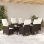 Conjunto de Comedor de Jardín de 7 Piezas de con Cojines de Poliratán Marrón by , Garden chairs - Ref: Foro24-3379545, Price:...