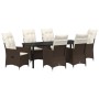 Juego de Comedor de Jardín de 7 Piezas con Cojines Marrón de Poliratán by , Garden chairs - Ref: Foro24-3379546, Price: 800,0...
