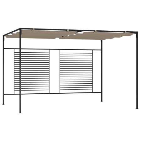 Cenador con techo retráctil gris taupe 3x4x2,3 m 180 g/m²